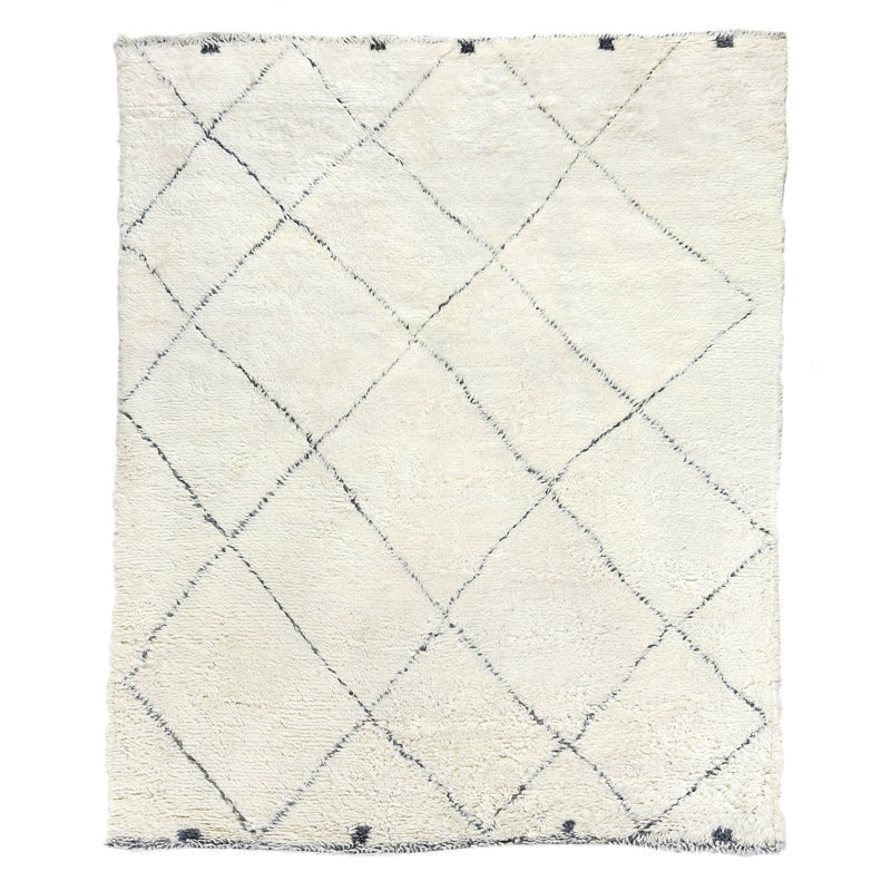 Moroccan Wool Geometric Area Rug, Rectangle 6' x 9'