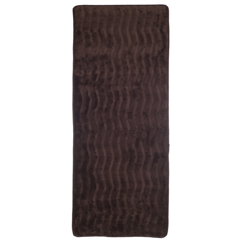 Memory Foam Bath Mat - 59x24 Inch Soft and Absorbent Bathroom Rug Runner with Textured Wave Print for Stylish Bathroom Decor - Bath Rugs Non Slip Washable Bathmat by Lavish Home (Chocolate Brown)