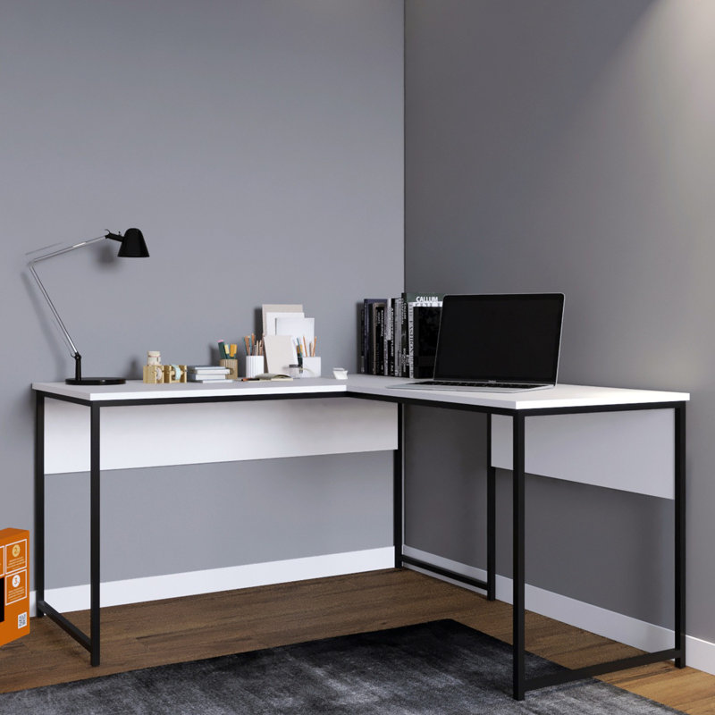 Nafni L-Shaped Writing Desk, White