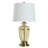Glass & Steel Table Lamp - Opulence Gold - Off-White Shade