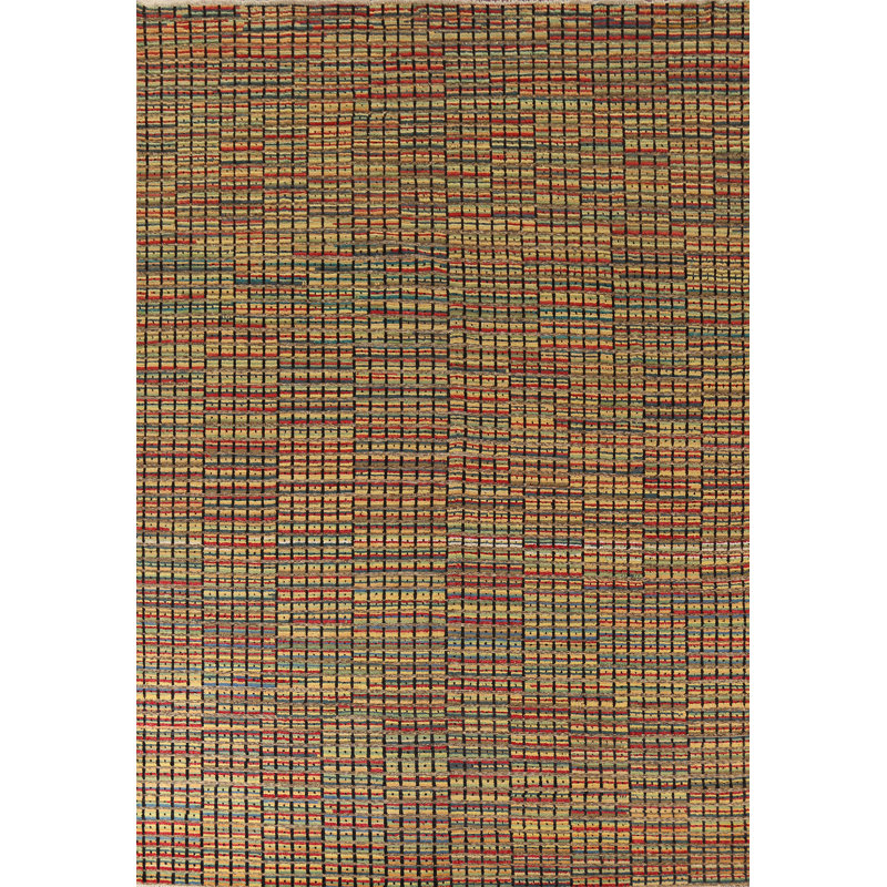 Tapis oriental marocain rayé multicolore 9 x 13