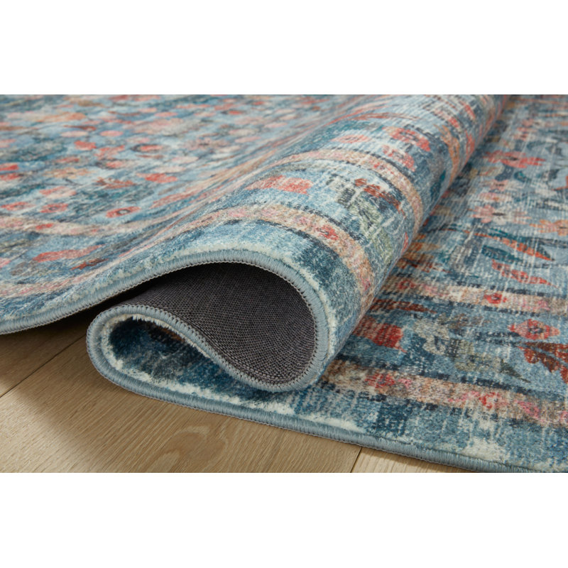 Rifle Paper Co. x Loloi Courtyard Blue Area Rug feat. CloudPile, Oval 2'3" x 3'9"