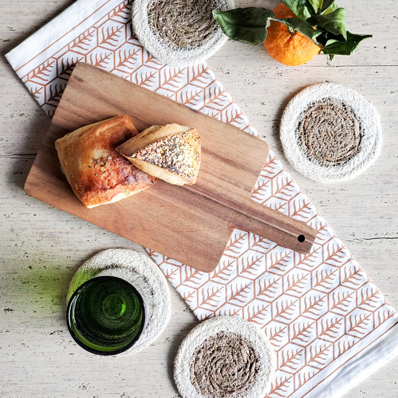 Savar Jute Round 4 Piece Coaster Set