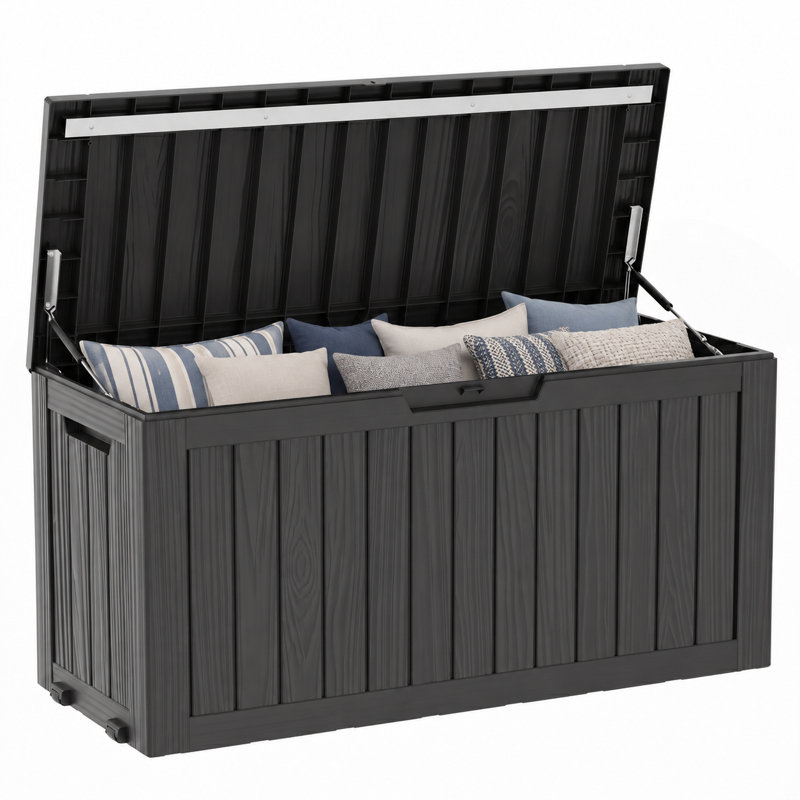 Boîte de rangement verrouillable en résine résistante à l'eau 80 gallons, Black