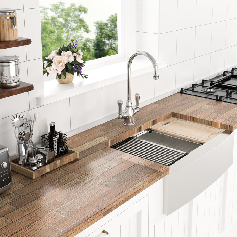 30" Sink - Stainless Steel 18 Gauge, Hygienic Surface For Kitchen Workstation 21X9 Inch, Reduced Noise With Pad