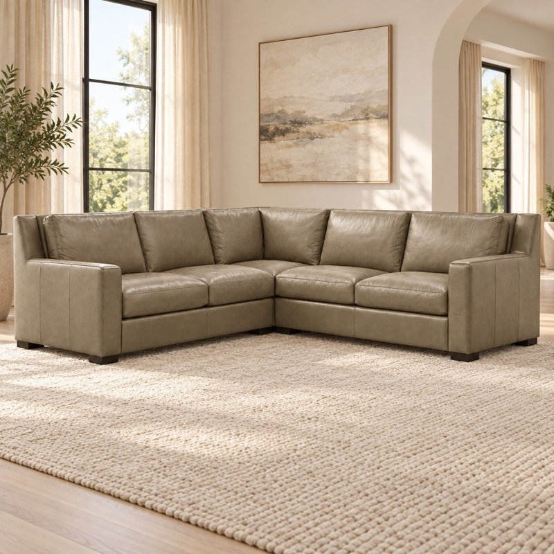 Cabo Heirloom Quality RAF Sofa in Buttery Soft 100% Top Grain Leather, Made to Order, Mars Tan