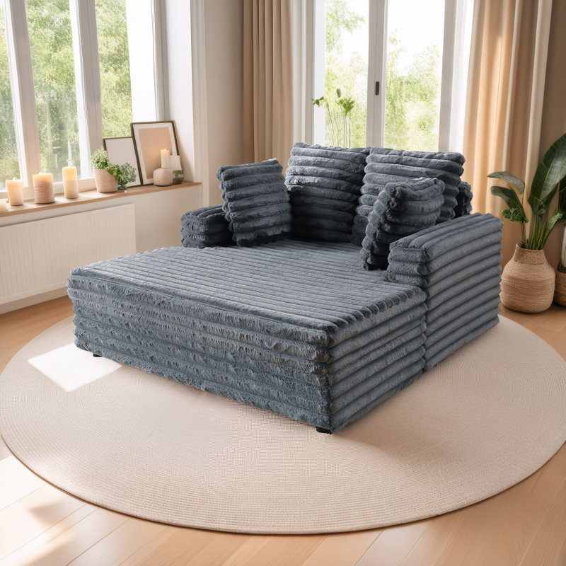 Chaise longue rembourrée Bahi, canapé-lit intérieur avec coussins décoratifs et accoudoirs, fauteuil moelleux pour le salon, fauteuil-lit