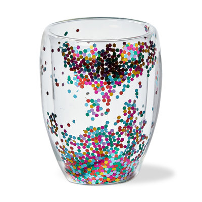 Confetti Double Wall Stemless Wine Multi Clear Glass Everyday 12 Oz
