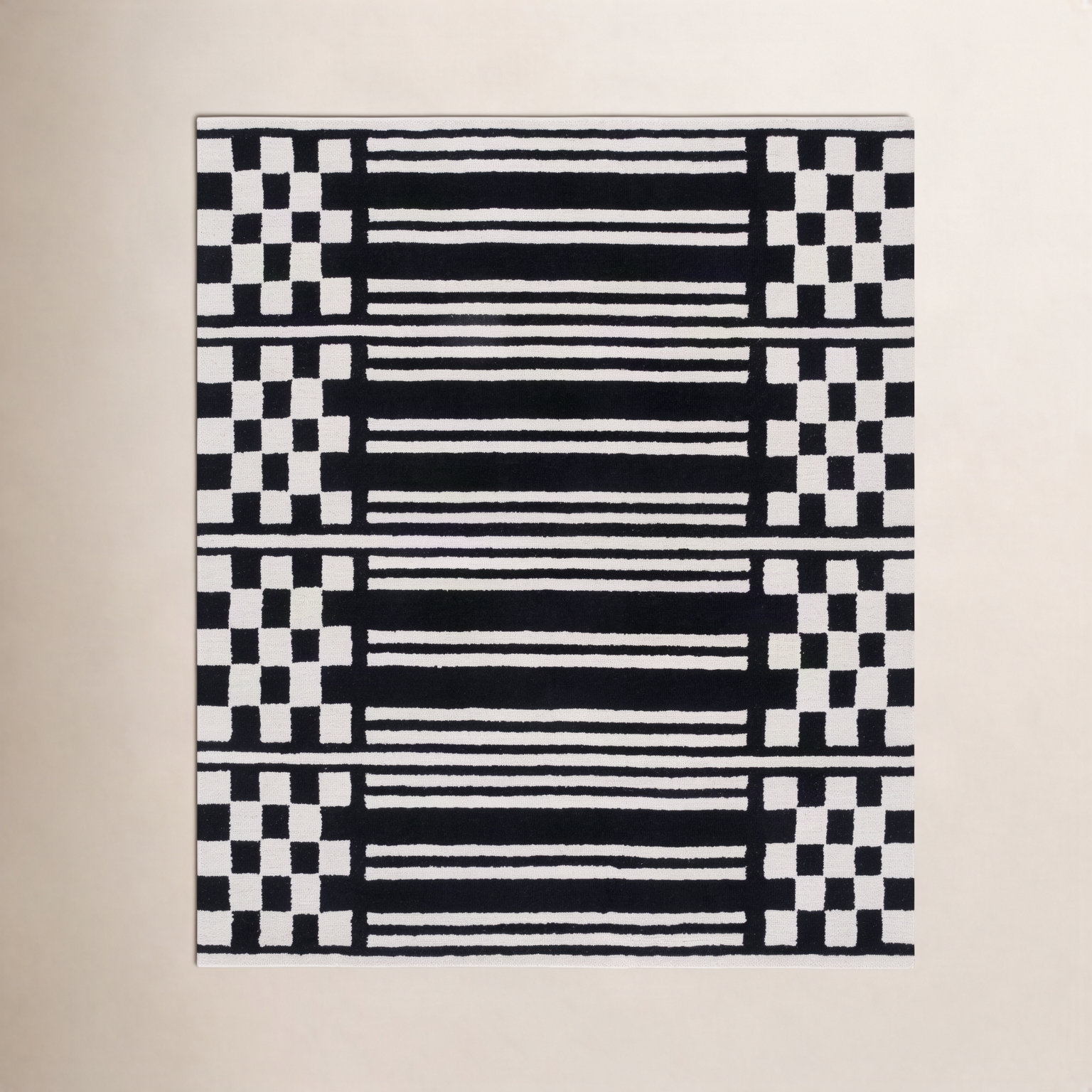 Hand-Tufted Geometric Wool Rug, Square 6'