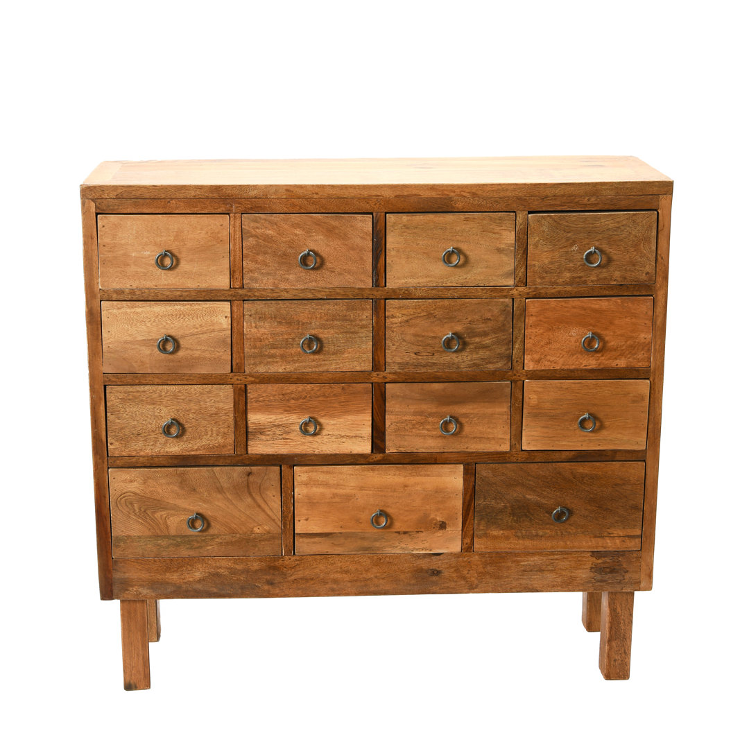  Vintage Reclaimed Solid Wood Apothecary Chest or Console Table with 15 Drawers Rowena Interiors 