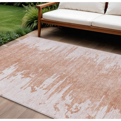 Tapis extérieur lavable en terre cuite 9 pi x 12 pi saumon et cuivre