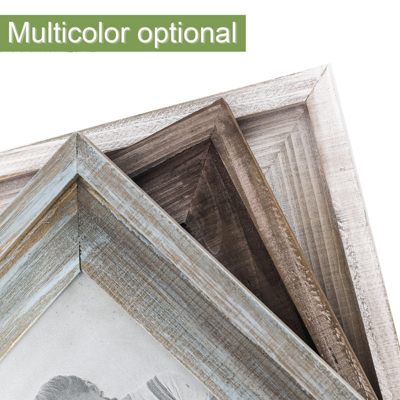 Lameer Solid Wood Picture Frame, Multi Green/Light Brown