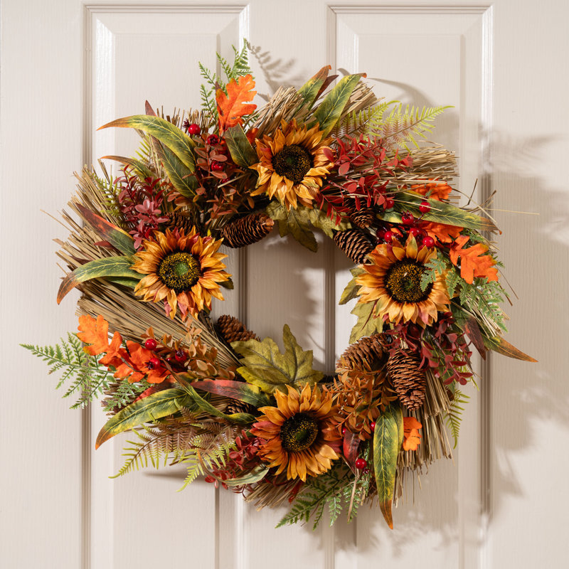 Annemieke Faux Sunflower Polyester 60cm Wreath