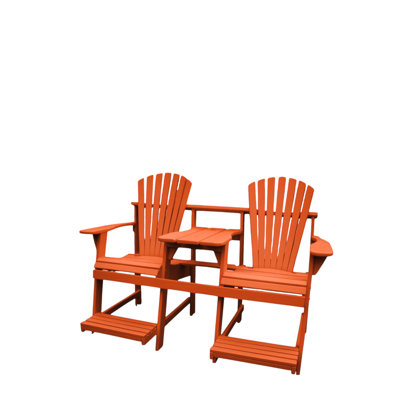 Adirondack Balcony/Pub Double Seater with Built in Table and Footrests – Has 1-5/8” Umbrella Hole and  Elevated Seating for Deck, Porch & Balcony Railings. Solid Pressure Treated Wood – Made in the USA