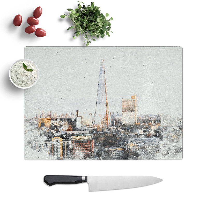 Tempered Glass the London Skyline with the Shard Chopping Board, 20 cm x 28.5 cm