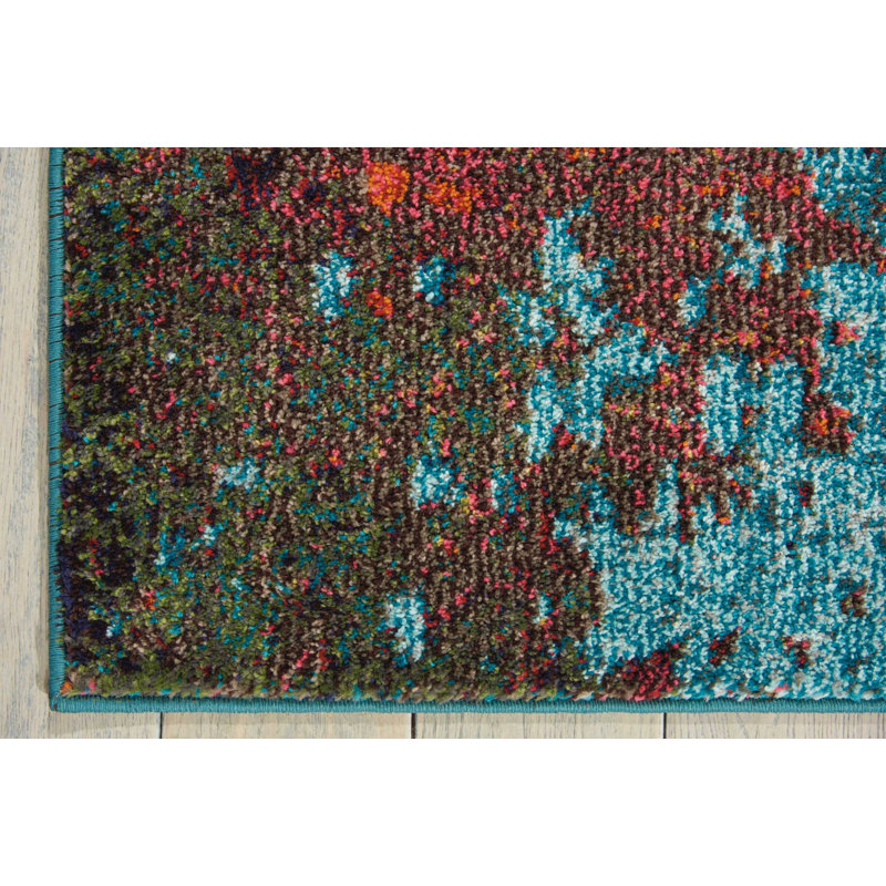 Tapis bleu moderne Enoch, Rectangle 5 pi 3 po x 7 pi 3 po
