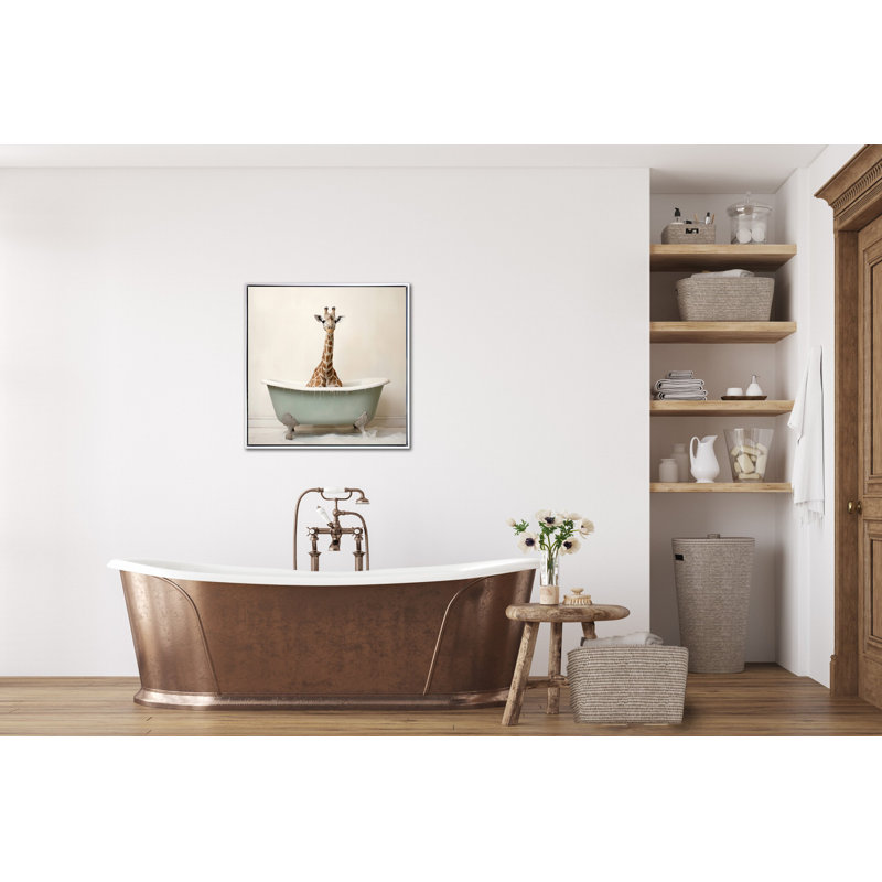 «Bathroom Giraffe Joy», art mural sur toile
