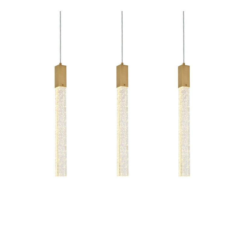 Luminaire suspendu pour îlot de cuisine 3 lumières Aliha, Or satiné