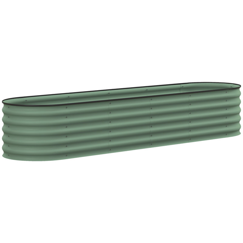 7.9' X 2' X 1.4' Galvanized Raised Garden Bed Kit, Metal Planter Box With Safety Edging, Green, 16.5" H x 94.5" W x 23.5" D