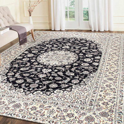 Ilenna One-of-a-Kind 6'7'' X 9'11'' Wool & Silk Area Rug Navy Blue