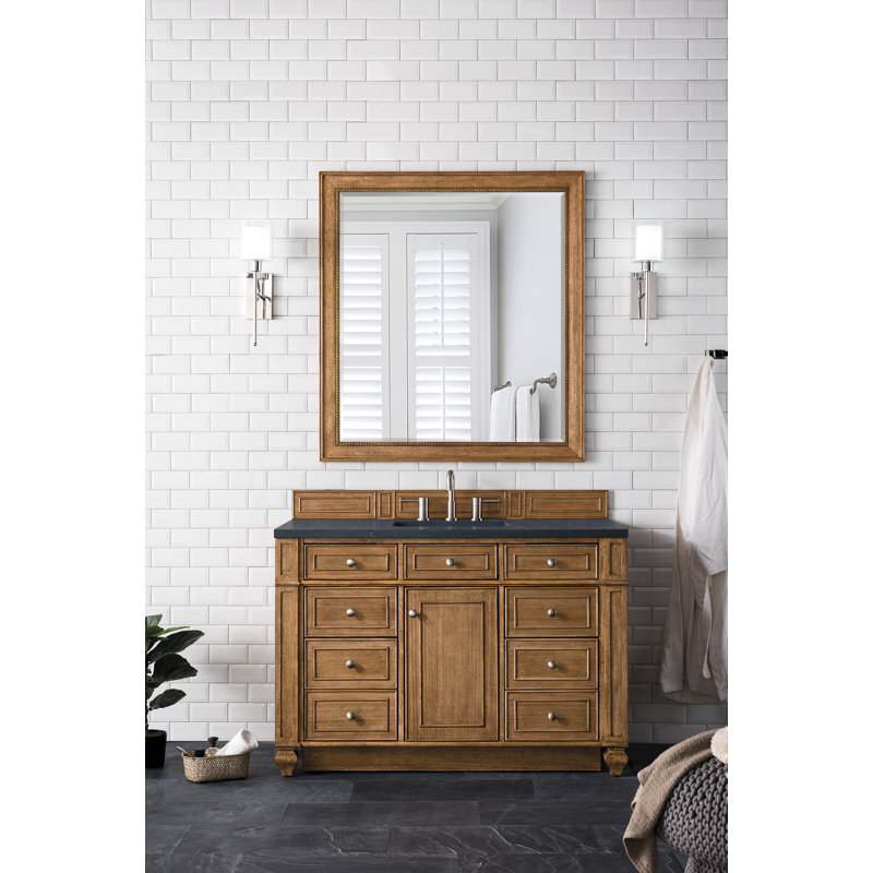 Bristol 48'' W Single Vanity, Saddle Brown, Charcoal Soapstone, 8" Widespread