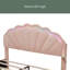 Structure de lit double pleine grandeur à DEL intelligente avec 2 tiroirs de rangement et tête de lit à deux pétales chic, lit plateforme avec lumière DEL intelligente pour les filles, aucun sommier nécessaire, rose