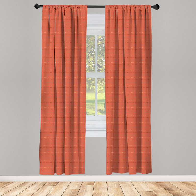 Dark Coral Semi-Sheer Microfiber Rod Pocket Curtains, 28" x 84" Pair