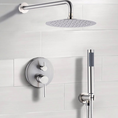 10" Brushed Nickel Shower Head Lucid - Rainfall With Movable Handheld Option Apparent