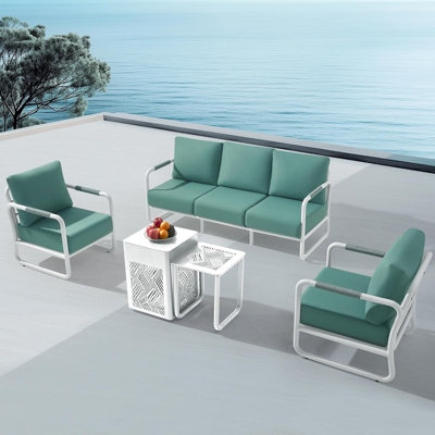 Ensemble de mobilier d'extérieur en aluminium pour patio, 5 places, ensemble de conversation avec table de foyer 45 000 BTU 