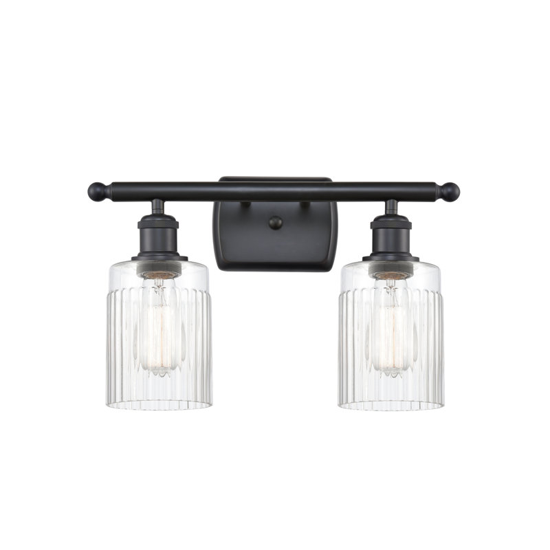 Éclairage pour meuble-lavabo à intensité variable 2 lumières Kamena, Transparent, Ampoule DEL 6 watts rétro, Noir mat