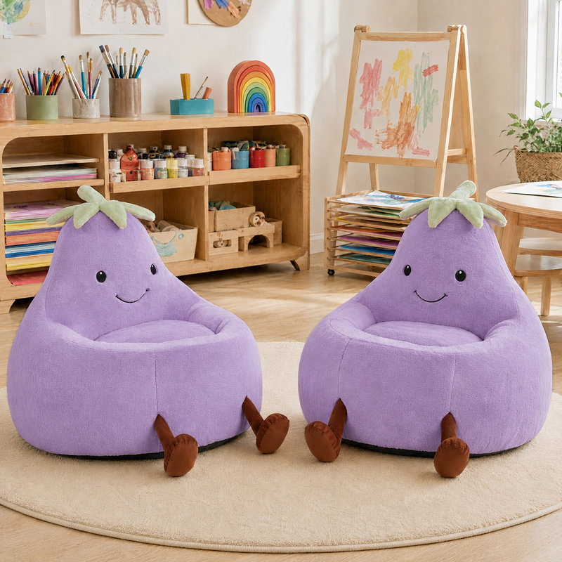Fauteuil à billes avec aubergine Kannon, 27.56" H x 31.1" W x 30.31" D, Mauve