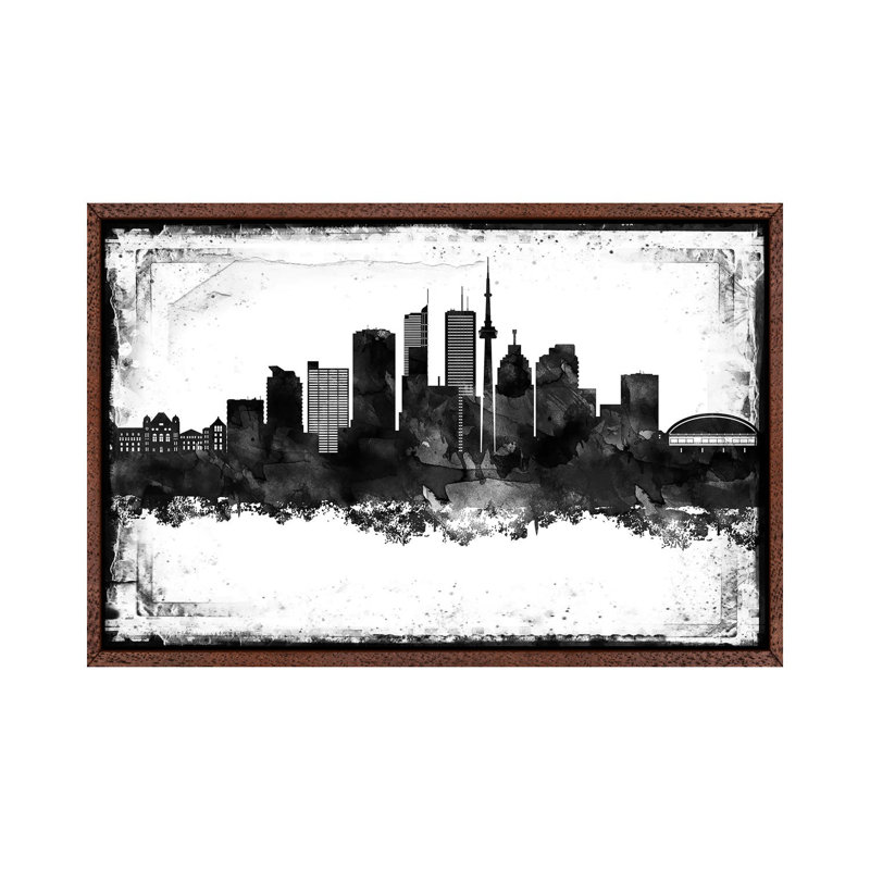 Toronto Black and White Framed Skylines 1 Piece Wall Art on Canvas, 66.04cm H x 101.6cm W x 3.81cm D