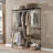 Anghel Industrial Rustic Open Wardrobe Garment Rail With Storage Shelves