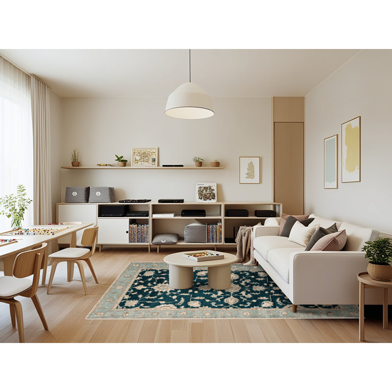 Tapis beige surteint lavable à la machine, Rectangle 7 pi x 9 pi