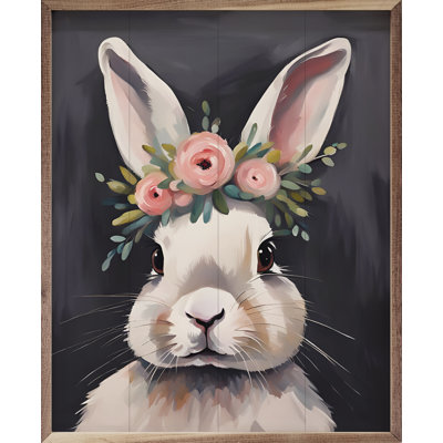 Bunny With Flower Crown Black