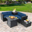 Zhou 5 Piece Rattan Sofa Seating Group with Cushions Fire Pit