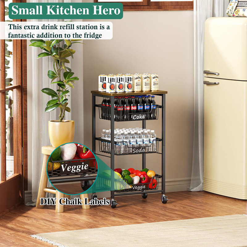 Petit chariot de rangement sur roulettes à 4 niveaux pour la cuisine