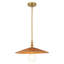 Luminaire suspendu en or brossé 18 po avec abat-jour en rotin naturel-129402188