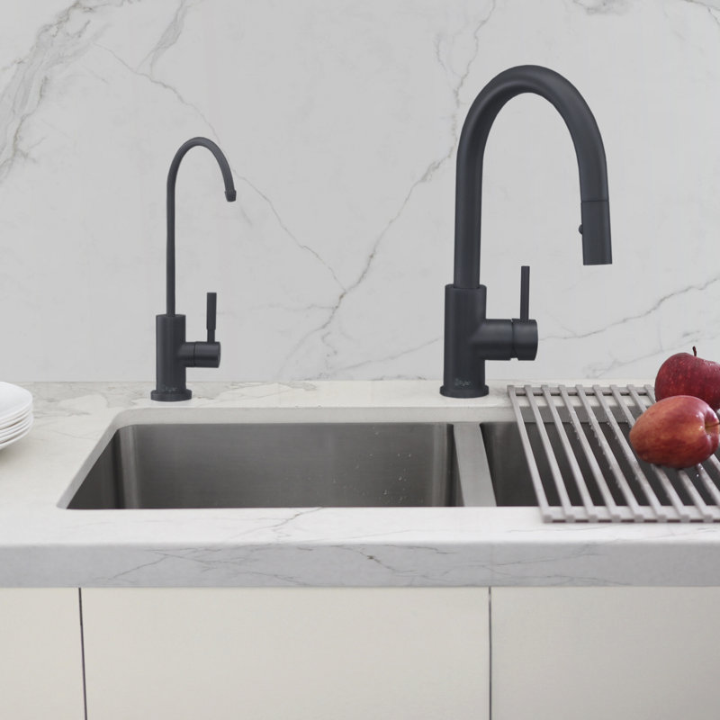 STYLISH Signature Combo Pull Down Kitchen Faucet with Stainless Steel Drinking Water Tap Faucet, Matte Black