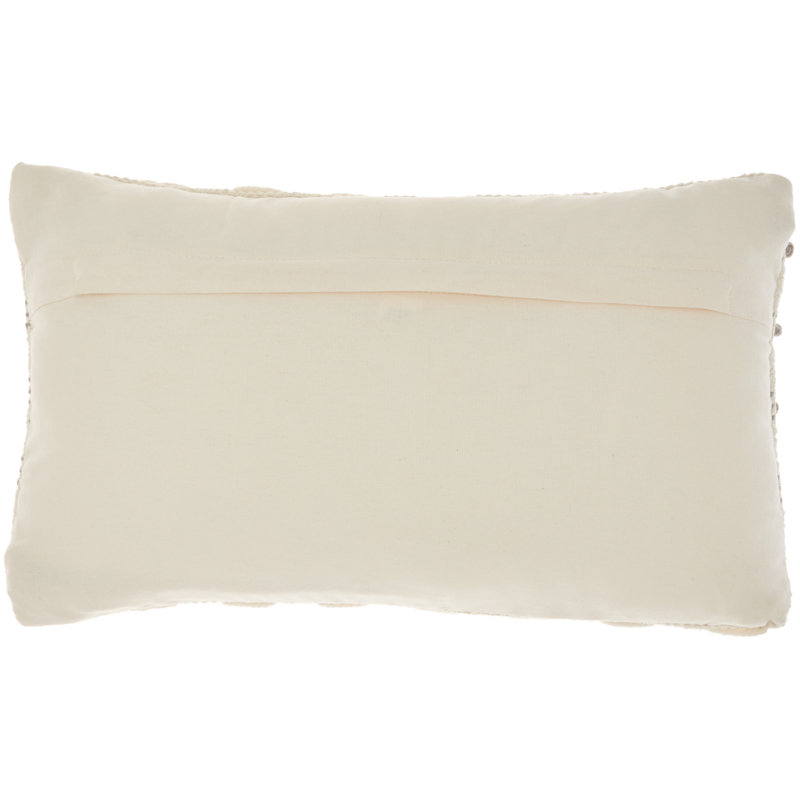 Light Gray and Ivory Woven Rectangular Throw Pillow