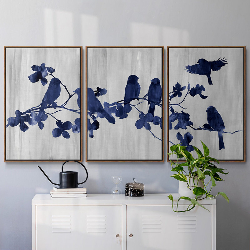 Indigo Hangout, impression sur toile 3 pièces, H 36 po x l 75 po x P 2 po, Noyer