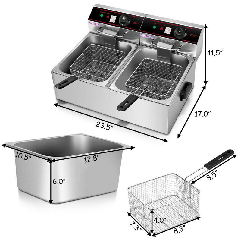 Friteuse électrique à double cuve 3400W