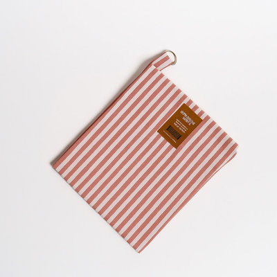 Bistro Stripe Cotton Apron with Adjustable Neck Strap, Grey, Linen, and Red, 100 Percent Cotton