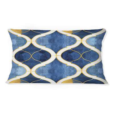 Blue  Modern Trellis IV - Modern Lumbar Pillow