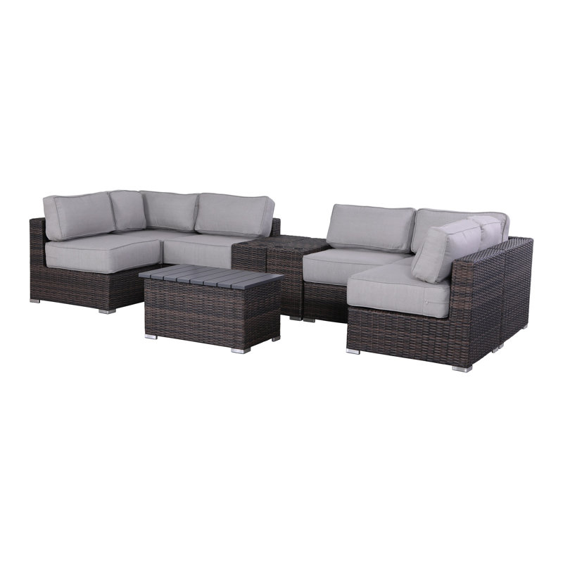 High-Density Polyethylene Wicker Fully Assembled 4 Person Seating Group with Cushions