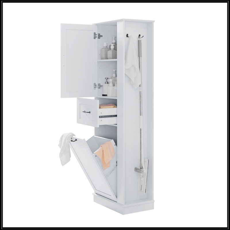 Modern Tall Storage Cabinet, Gray