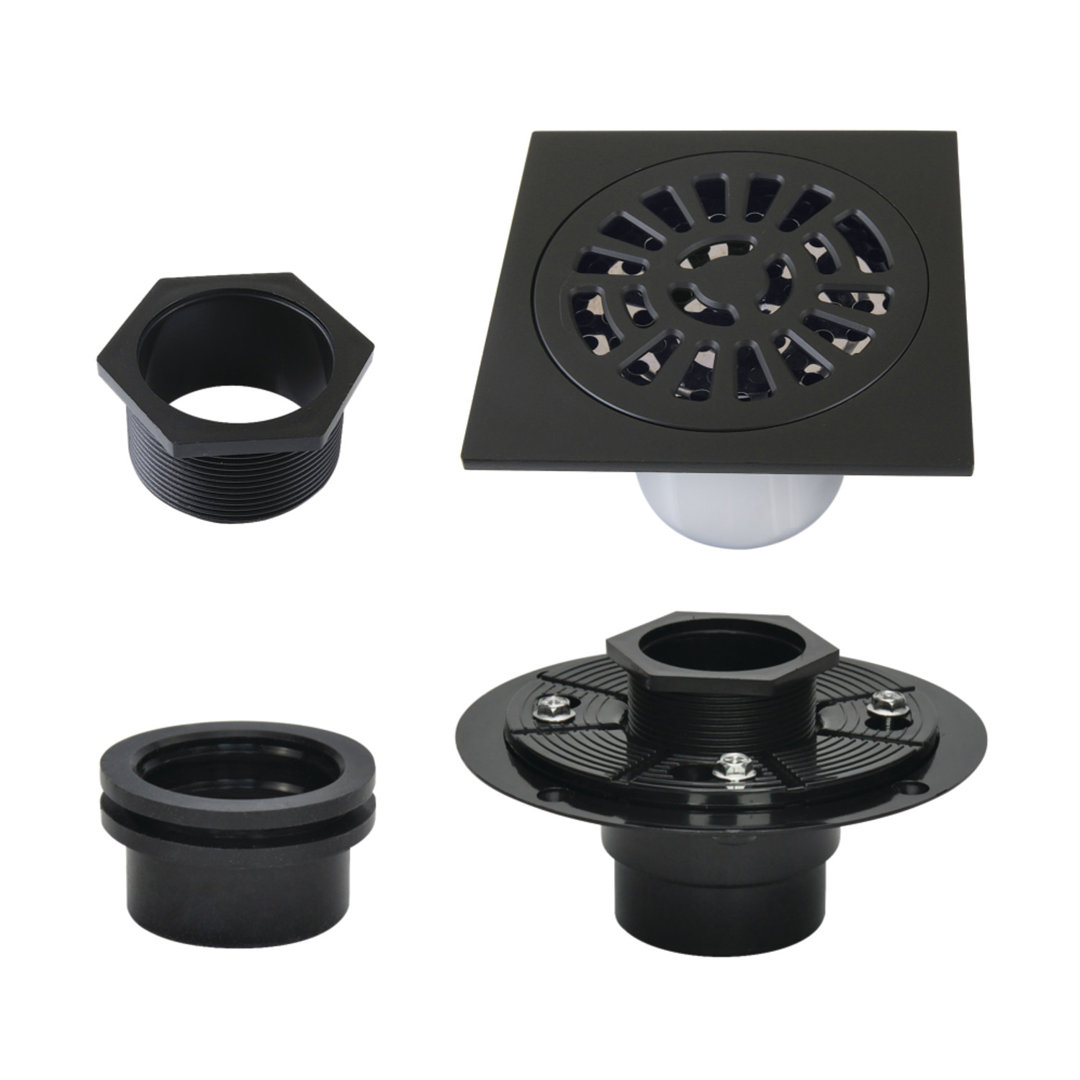 Kingston Brass Watercourse 4-Inch Square Brass Shower Drain Kingston Brass 