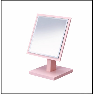 Charming 9.5-Inch Tall Polyresin And Wood Make-Up Mirror With Stable Pedestal For Clear Reflections