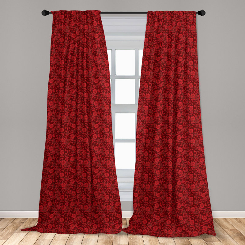 Flower Floral Semi-Sheer Rod Pocket Curtain Panels, 28" x 95"