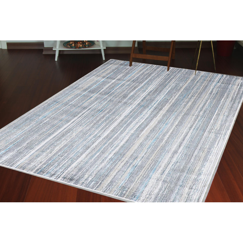 Tapis brun clair / bleu Orrstown, Rectangle 5 pi 4 po x 7 pi 6 po